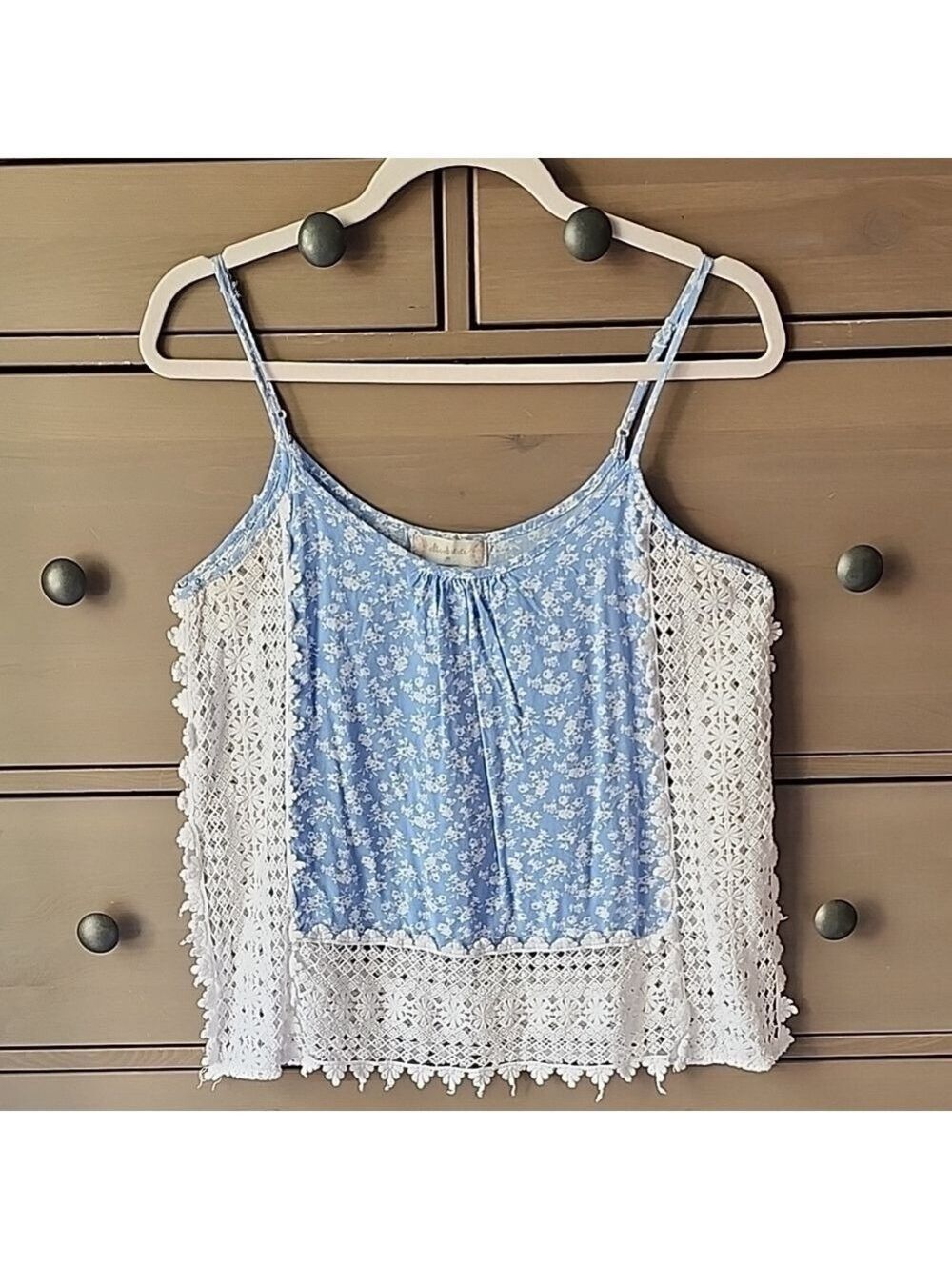 Blue and White Crochet Flowey Tank Size Medium #beach #summer